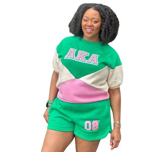 Conjunto de Dos Piezas Colorblock AKA para Mujer, Sudadera y Pantalones Cortos, Ropa Casual Premium de Verano - Product Image 2