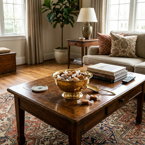 En gros, Petit plat décoratif doré martelé sur pied à bord festonné, pour chocolats et fruits secs, artisanal - Product Image 2