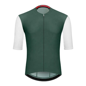 Maillot de cyclisme personnalisé vert et blanc à manches courtes, 100% polyester, respirant, séchage rapide, vêtements de sport pour équipe de course sur route - Product Image 1