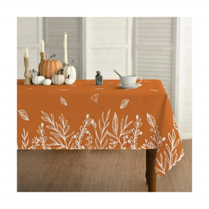 Mantel Bordado de Algodón 100% Naranja, Certificado GOTS, 300 Hilos, Tejido Duradero y Lavable, Perfecto para la Celebración de Año Nuevo - Product Image 1