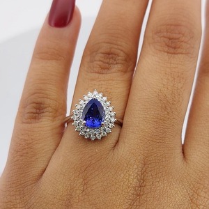 Natural Tanzanite Prong Cocktail <b>Ring</b> White 14k Gold Pear Cut Engagement Wedding Gift <b>Ring</b> Women Luxury Christian Fine Jewelry - Product Image 6