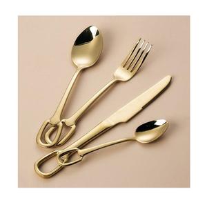 Gold Cutlery Set Mirror Polished Brass Metal <b>flatware</b> set Modern Cutlery Set - Product Image 1