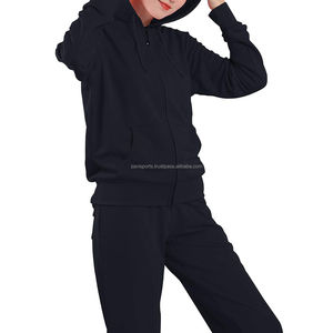 Conjunto Deportivo Clásico Negro para Mujer con Cremallera, Sudadera con Capucha y Pantalones Deportivos de Pierna Recta, Conjunto Deportivo con Cremallera para Mujer - Product Image 4