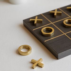 Tic Tac Toe Board Game Brass Pieces <b>Square</b> Design Educational Family Strategy Game 2 Players Abstract Puzzle Eco-Friendly Gift - Product Image 4