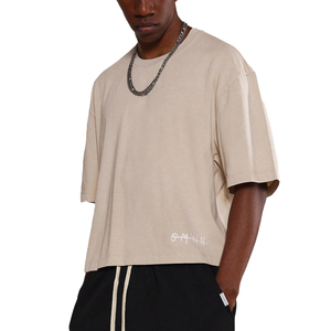 2026 Custom Vintage Washed Oversized T Shirt Men Graffiti <b>Back</b> Print Heavyweight Cotton <b>Drop</b> Shoulder Boxy - Product Image 3