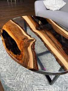 Luxury Handmade Oak Wood <b>Epoxy</b> Resin River <b>Table</b> Live Edge Custom Dining <b>Table</b> Premium Wooden Furniture for Home Hotel - Product Image 3