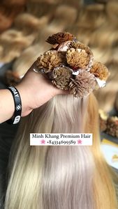 Keratina italiana I-Tips 100% Extensiones de cabello Remy vietnamita crudo Color claro Cinta frontal preunida Estilo ondulado - Product Image 5