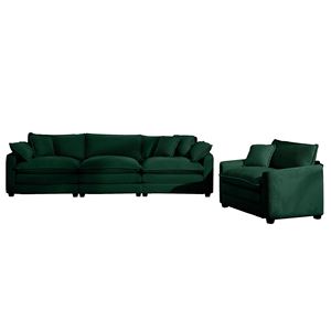Set componibile da soggiorno in tessuto di velluto a coste verde moderno della metà del secolo con 3 posti e monoposto componibile con 2 bracci 4 cuscini - Product Image 6