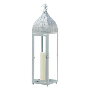 Vintage <b>Silver</b> Metal Candle <b>Lantern</b> Moroccan Style Hanging <b>Lanterns</b> With Glass For Indoor Outdoor Garden Patio Home Decoration - Product Image 1