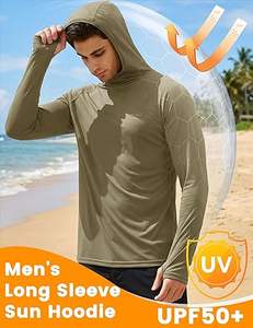 Camiseta de Protección Solar UPF 50+ para Hombre, de Secado Rápido, Manga Larga, Ligera, con Capucha, para Pesca y Running - Product Image 3