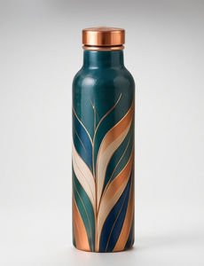 Premium Ayurvedic Enamel Painted Copper <b>Water</b> <b>Bottle</b> Artistic Layered Foliage Design Leakproof <b>Metal</b> Sports <b>Bottle</b> Manufacturer - Product Image 1