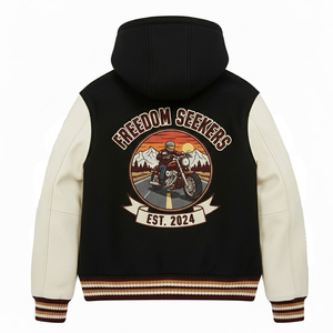 Chaqueta Varsity de Invierno para Hombre, Diseño Nuevo, Tejido de Lana, con Capucha, Servicio OEM, Color Sólido - Product Image 2