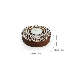 Porte-bougies en bois bohème faits à la main, support pour bougies chauffe-plat en bois naturel, centre de table rustique, décoration intérieure, Noël, religieux - Product Image 2