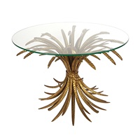Table basse ronde en verre haut de gamme avec base brossée, mobilier décoratif, table basse en métal pour la décoration du salon