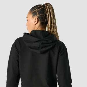 Sweat-shirt à capuche noir court pour femme, manches longues, décontracté, pour la gym, le fitness, le sport, le streetwear, pull-over, vêtements de sport pour femmes - Product Image 4