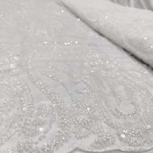 Fournisseur en gros de tissus en soie brodés de perles, Fabricant de tissus en soie brodés de perles en Inde, Tissu en soie brodé avec des perles F - Product Image 2