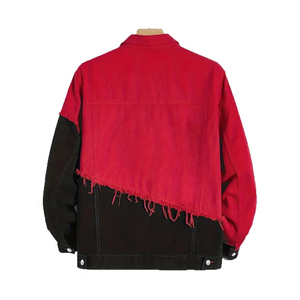 High Quality Wholesale Slim Fit <b>Men's</b> Canvas Denim <b>Jacket</b> with Front Logo Breathable & Eco-Friendly in White Red Black Colors - Product Image 6