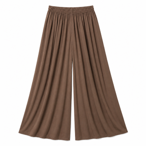 Pantalon large taille haute respirant coupe ample avec taille élastique longueur totale couleur unie décontracté pour femme printemps automne - Product Image 3