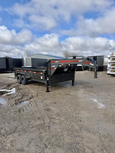 Nouvelle remorque agricole à col de cygne, benne basculante robuste en métal avec moteur, double essieu, pour le transport utilitaire en ranch et en construction - Product Image 1