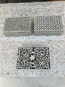Handmade Natural Buffalo Bone Inlay <b>Box</b>: Ornamental Geometric Pattern Jewelry <b>Box</b> - Product Image 2