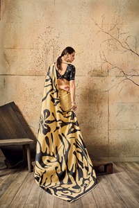 Sari de Algodón Estampado Transpirable para Mujer, Textura Suave con Diseño Vibrante para Oficina y Fiestas, para Uso Diario en Días de Verano - Product Image 2