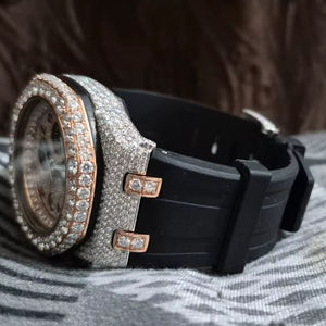 Top Vente Sport De Luxe Glacé Hommes 41mm Hip Hop Montre Bracelet En Cuir Automatique Mécanique Moissanite Boîtier En Acier Inoxydable - Product Image 1