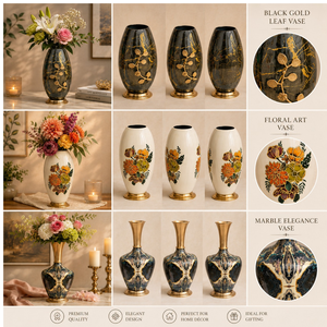 Vase à fleurs moderne en métal de luxe |   Vase décoratif noir et or pour la décoration de la maison, arrangement floral pour table de mariage - Product Image 4
