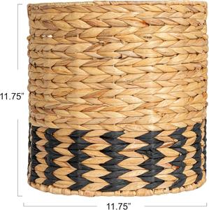 Panier à linge bohème rayé en jacinthe d'eau, fait main, panier de rangement, vente en gros, écologique, fabriqué au Vietnam - Product Image 2