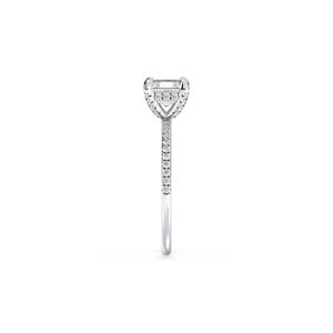 Bague de fiançailles solitaire REYES Asscher Cut en or massif 14 carats avec diamant de laboratoire HPHT CVD et halo caché pour femme, bijoux fins - Product Image 4