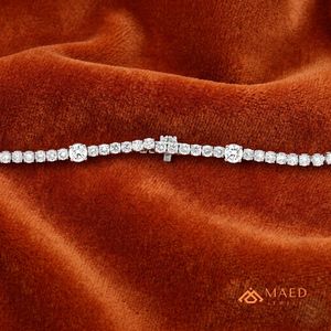 สร้อยข้อมือเทนนิสประดับมอสซาไนต์สีเงินสำหรับผู้หญิง ดีไซน์โซ่เส้นเล็ก สวยงามทันสมัย เหมาะเป็นของขวัญวันครบรอบแต่งงาน เครื่องประดับหรูหรา สไตล์ใหม่ - Product Image 5