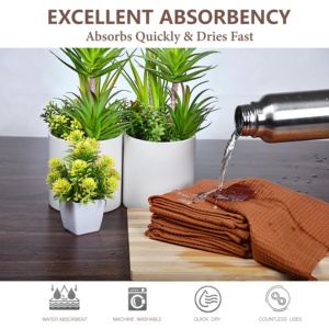 100% paños de cocina Premium estilo gofres de algodón, servilleta de cena surtida ecológica seca de absorción rápida de exportador líder de India - Product Image 6