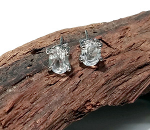 Pendientes de Topacio Blanco Natural, Plata de Ley 925, Piedras Preciosas Transparentes, Joyería Minimalista de Piedra de Nacimiento, Certificados y a la Moda - Product Image 6