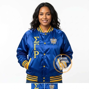 Blouson universitaire personnalisé Sigma Gamma Rho en satin brodé matelassé imperméable respirant de haute qualité pour la sororité, collection automne - Product Image 3
