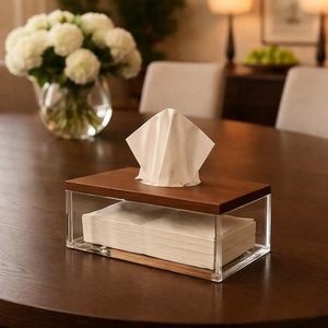 Modern Acrylic Waterproof Handmade Rectangular Tissue Box Cover Holder Decorative Tabletop Home Hotel Paper Napkin - Product Image 1