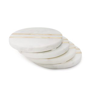 Tea <b>Coaster</b> <b>Set</b> of 4 Brass Inlay Marble <b>Coasters</b> Round Heat Resistant Drink <b>Coasters</b> for Coffee Tea Cocktail Hot Utensils - Product Image 2