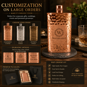 Petaca de Cobre Martillado Hecha a Mano con Tapa de Rosca, Petaca de Whisky de Bolsillo de Lujo, Regalo Metálico para Hombres, Venta al por Mayor OEM Personalizada a Granel - Product Image 3