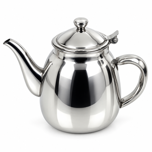 Tetera de acero inoxidable con tapa e infusor, tetera clásica con boquilla curva - Product Image 1