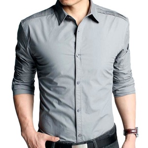 Chemise formelle à manches longues pour hommes, décontractée, couleur unie, meilleure vente, vente en gros, livraison OEM, qualité personnalisée, 2020 - Product Image 1