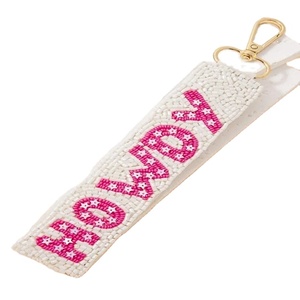 High-quality Special Gameday Handmade Fabric Beaded Adjustable Wristlet Keychain for White Colors <b>Name</b> Bag Charm Key Holders - Product Image 1