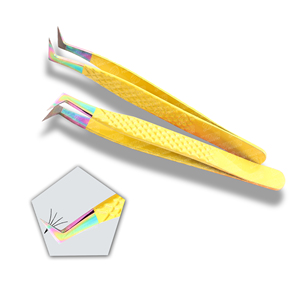 Diamond Grip Customized Logo Eyelash Extension Tweezers <b>Dusted</b> Tip <b>Powder</b> Coated Fiber Tip Anti Magnetic Lash Tools - Product Image 3