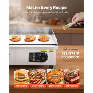 Plancha Eléctrica Comercial de 21.06 x 11.81 Pulgadas, 122-570 Grados Fahrenheit, Cuerpo de Acero Inoxidable, Control de Temperatura Ajustable, Plana Completa 2 - Product Image 4