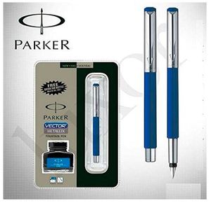 Parker Vector Metallic Fountain Pen (Blue) 3-Piece Set with Quick <b>Ink</b> Bottle - Product Image 1