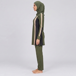 Conjunto de Burkini Modesto de 3 Piezas Personalizado para Mujer, Ropa de Playa Elegante con Logotipo Estampado en la Parte Delantera y Conjunto de Burkini Modesto de 3 Piezas Personalizado - Product Image 3