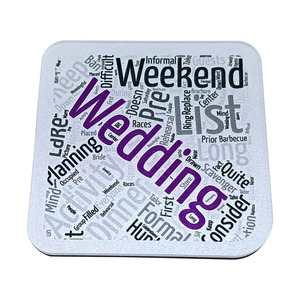 Imán Acrílico Cuadrado Morado con Palabra 'Wedding' para Refrigerador, Adhesivo Decorativo para Boda - Product Image 1