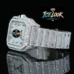 นาฬิกาข้อมือกลไก Ice Look หน้าปัดทรงสี่เหลี่ยม ประดับคริสตัล สายแบบกำไลข้อมือ ตกแต่งด้วยเพชรเทียม เครื่องประดับแฟชั่น - Product Image 4