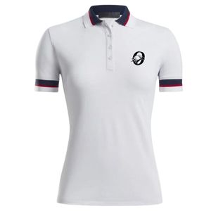 Polo de Mujer Blanco con Ribete Azul Marino, Manga Corta, Estilo Deportivo, Cómodo para Golf y Actividades al Aire Libre - Product Image 1