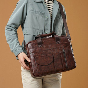 Leather <b>Laptop</b> <b>Bag</b> High Quality Material With Secure Storage Compartments Perfect For <b>Work</b> Travel And Professional Use - Product Image 5