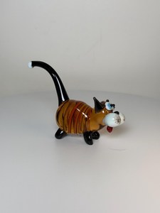 Handgefertigte Lampwork Geblasene Glas-Katzenfigur in Bernstein-Gelb, Tierskulptur 6cm 2,36 Zoll - Product Image 4