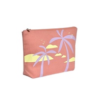 Pochette à cosmétiques de voyage écologique unisexe en toile de coton jute personnalisée style ethnique fermeture à glissière à motif de lettres prix de gros