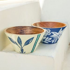 Saladiers en bois imprimés émaillés pour fêtes, mariages, restaurants et hôtels – Bols de service pour aliments secs - Product Image 5